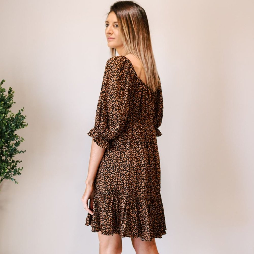 🆕 BOHO FLORAL RUFFLED BABYDOLL DRESS - Picture 3 of 7